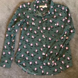 Loft Green Floral Blouse